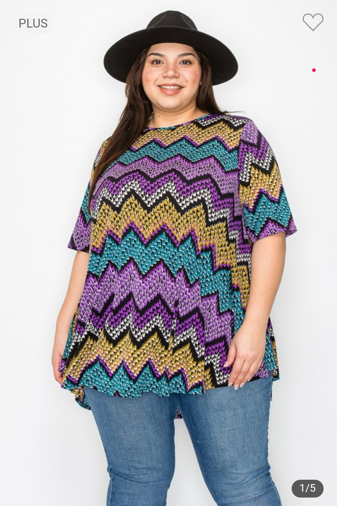Plus size short sleeves print tunic