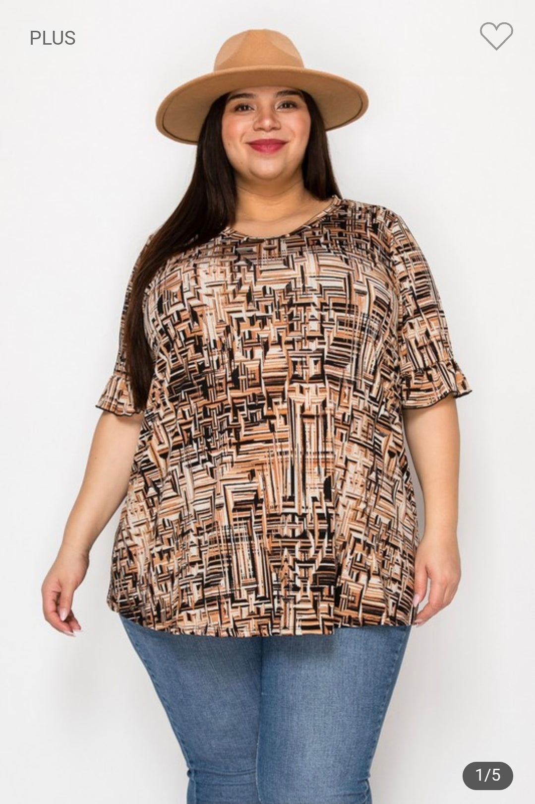 Plus size ruffle sleeves tunic top