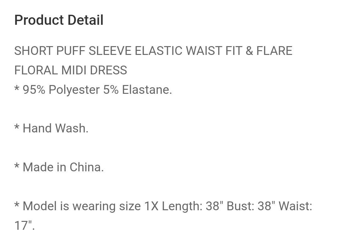 Puff ruffle elastic waist fit & flare floral dress