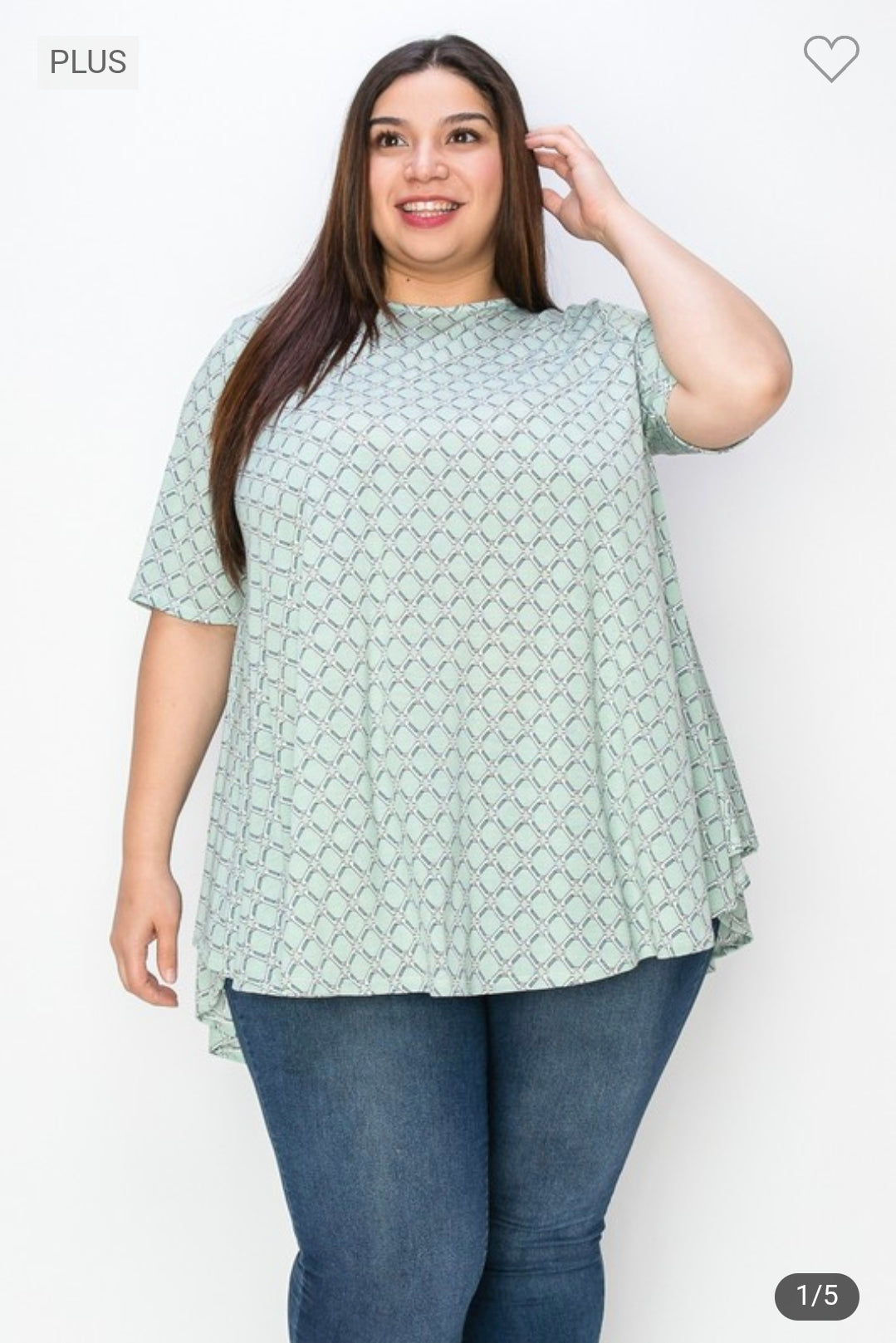 Plus short sleeve print tunic top