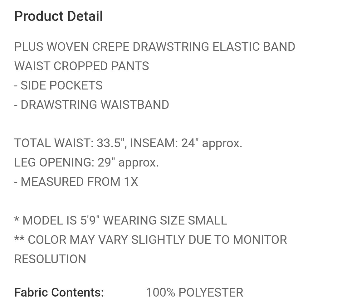 Plus elastic pants