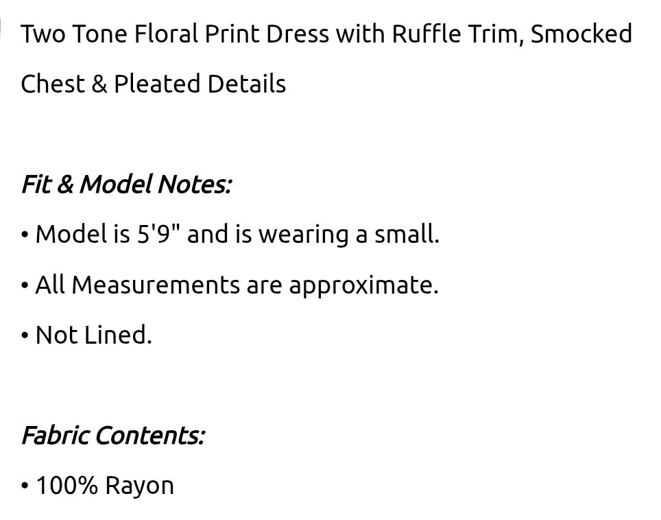 Two tone floral print dress with ruffle trim