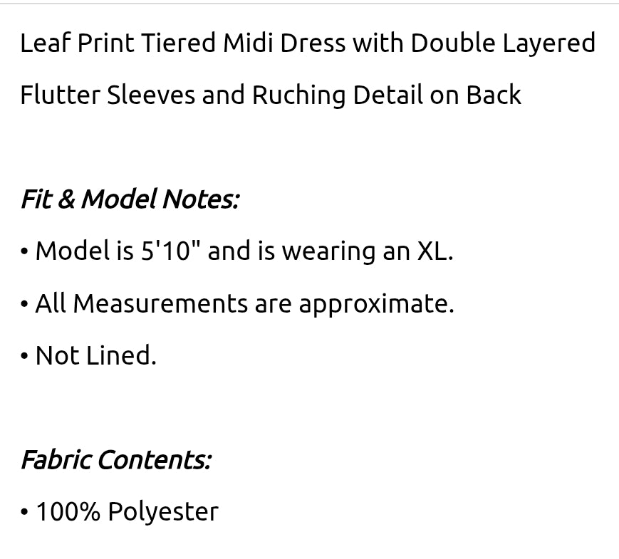 Leaf print Tiered midi dress