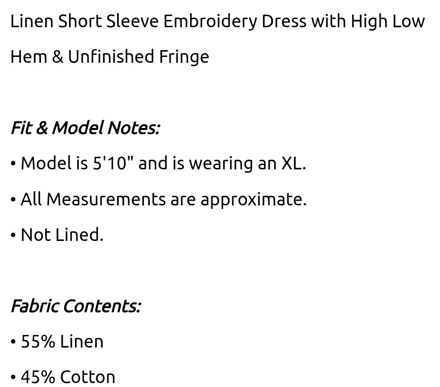 Linen short sleeves embroidery dress