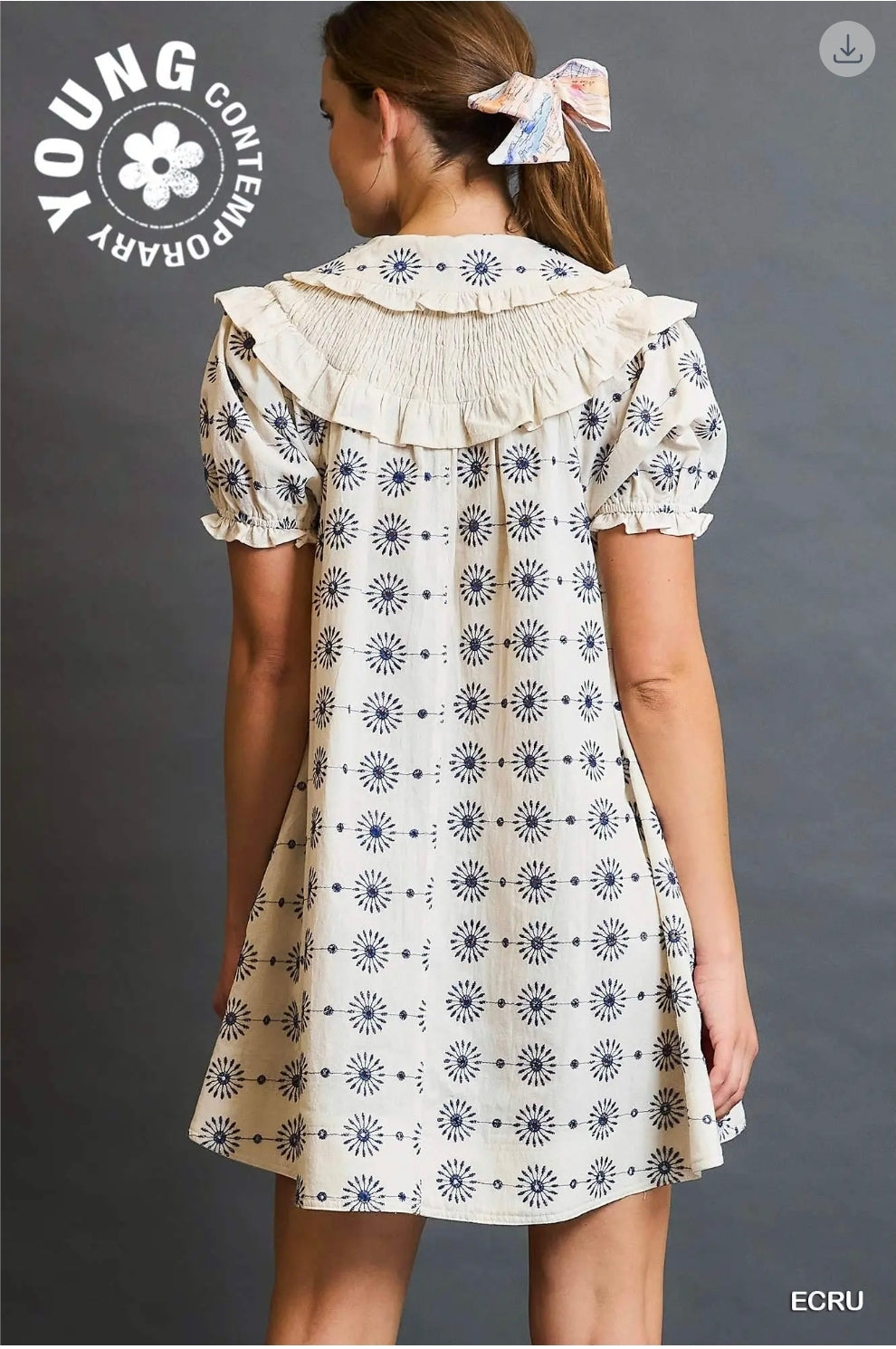 Vintage inspired ruffle collar mini dress