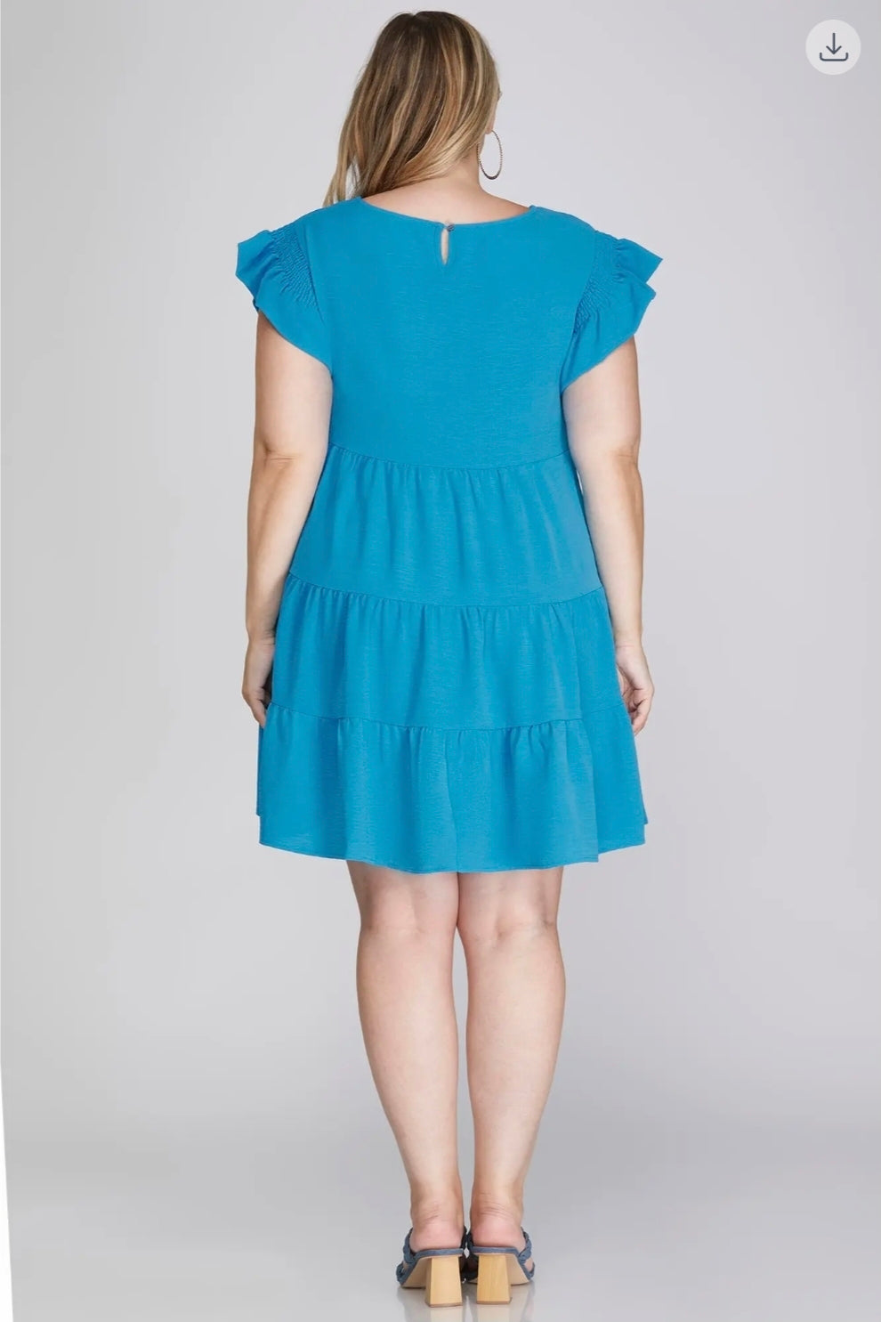 Plus ruffled smocked sleeve dress