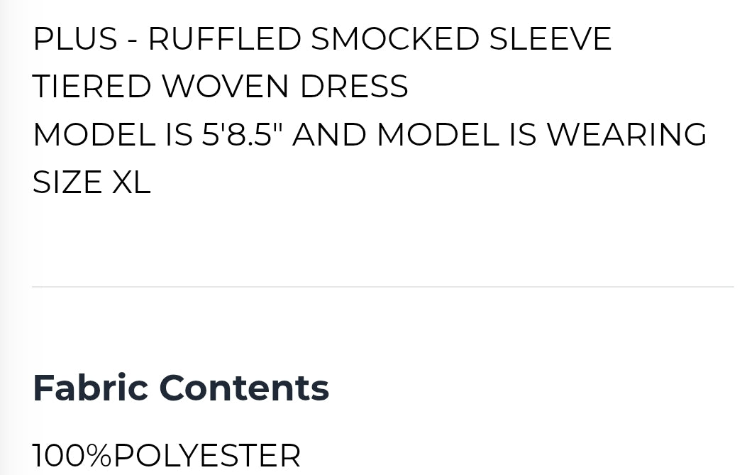 Plus ruffled smocked sleeve dress