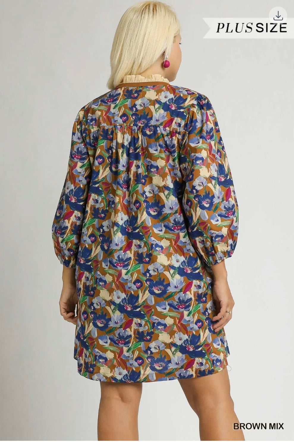 Boho floral v neck ballon sleeve dress