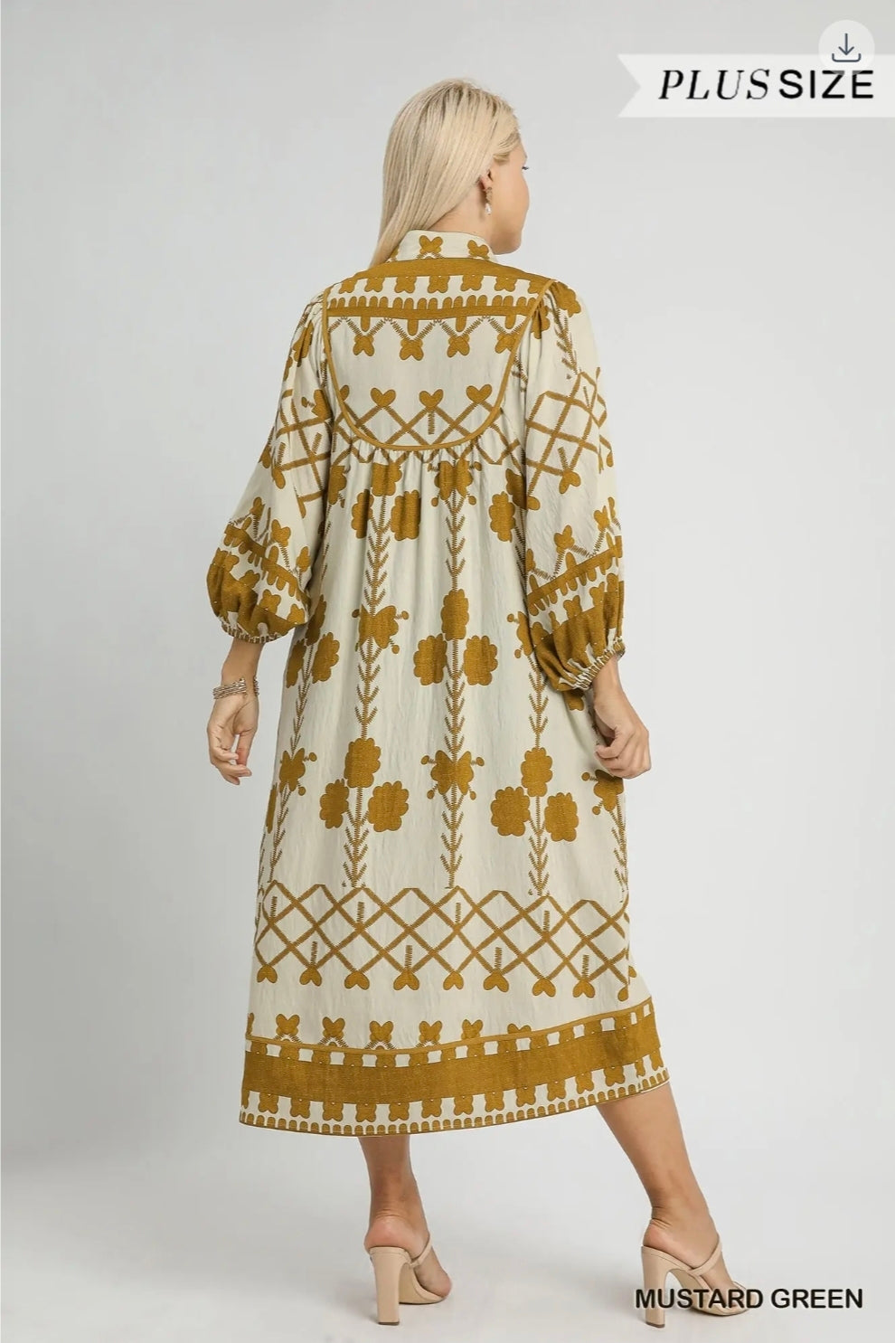 Tribal print v neck midi dress