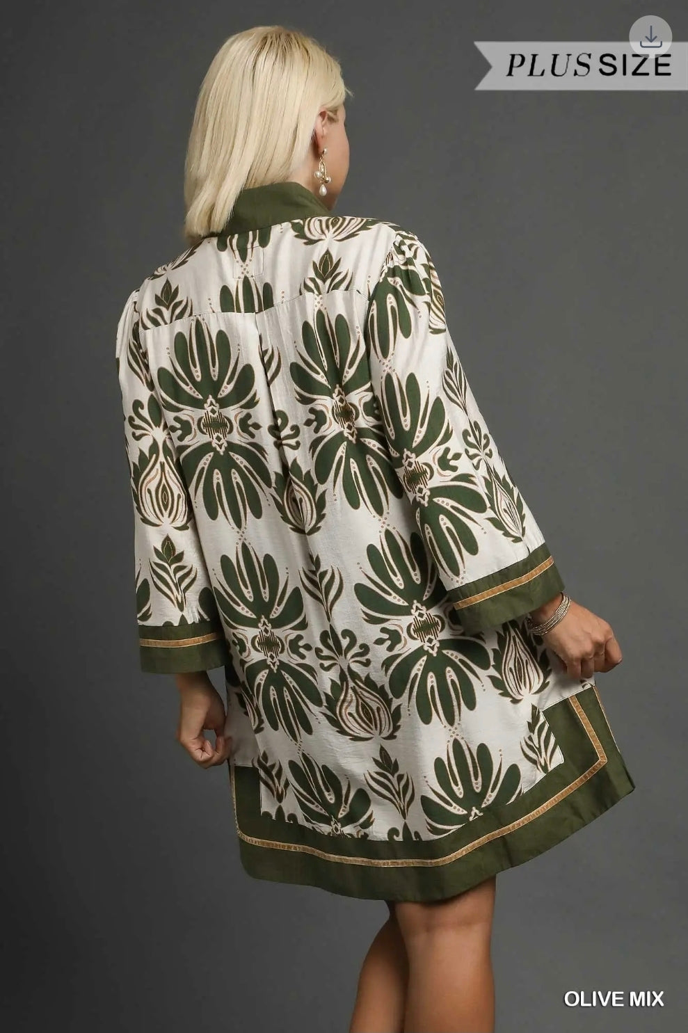 Baroque floral tunic dress with gold trim