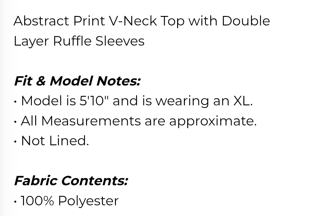 Abstract print v neck top