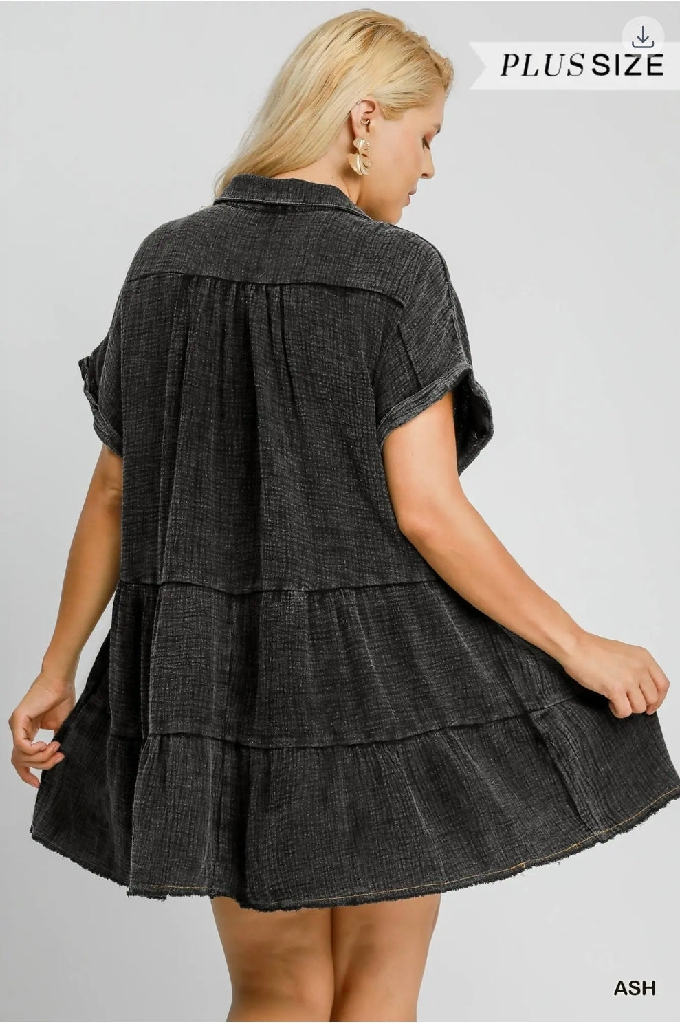 Mineral wash Tiered babydoll dress