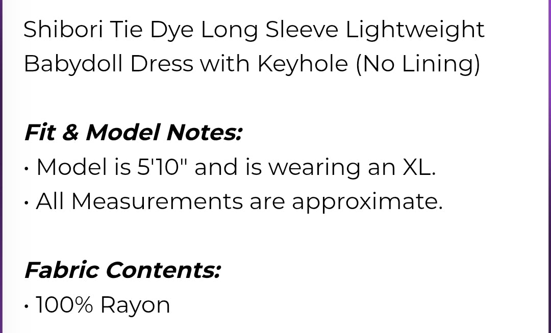 Tye dye long sleeve dress