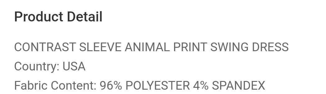 Contrast sleeve animal print swing dress