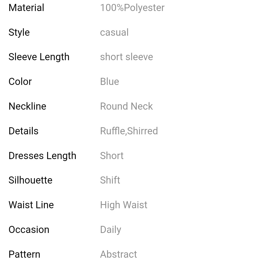 Blue abstract print shirred ruffle plus size mini dress