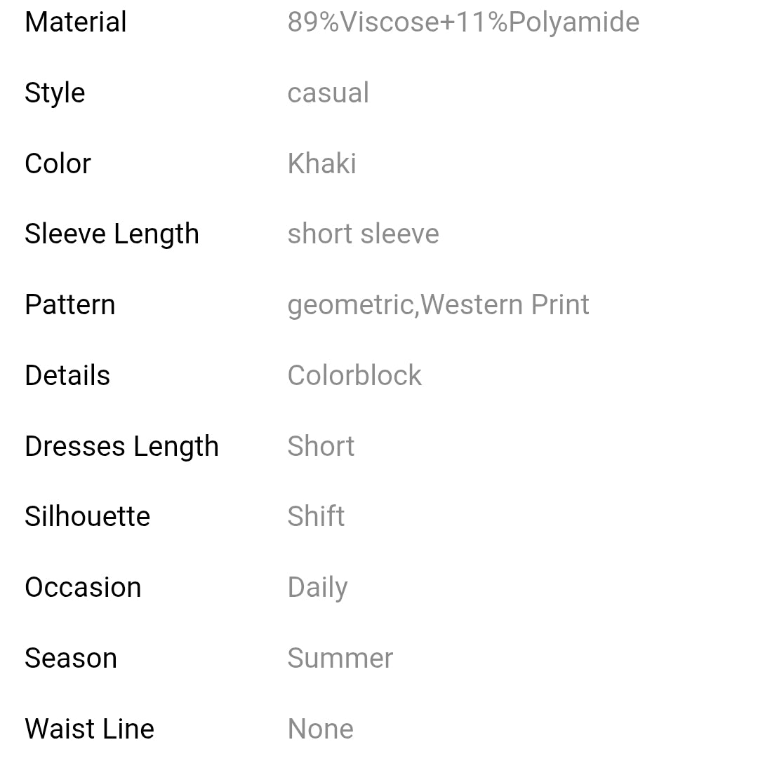 Khaki western fashion print mini dress