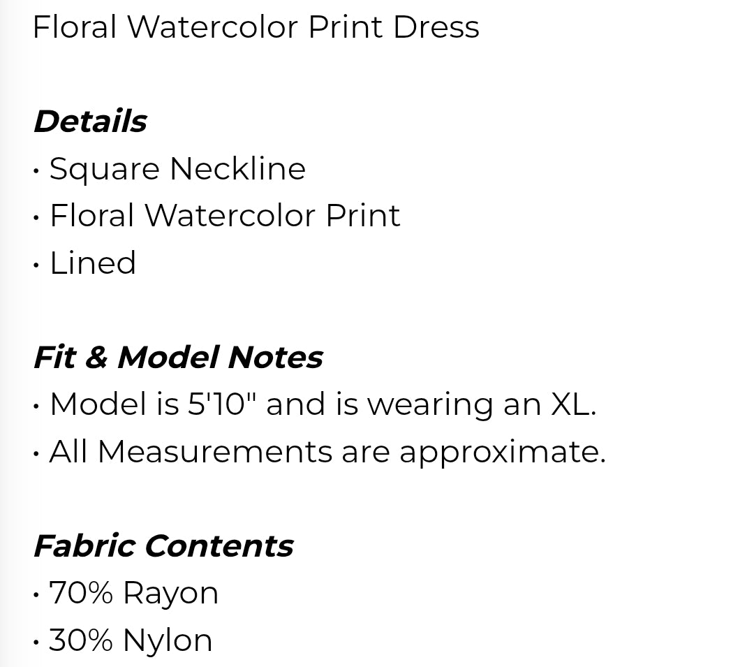 Floral watercolor print dress