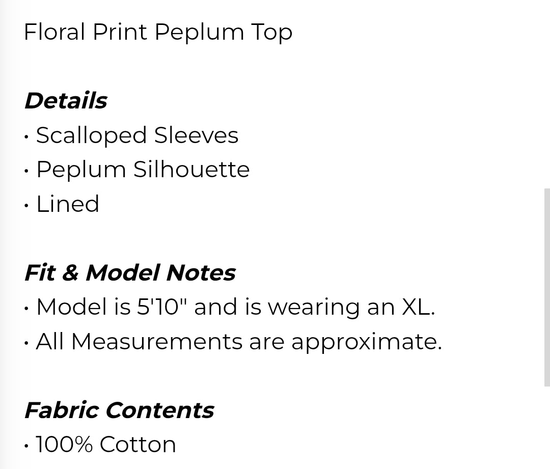 Floral print peplum top