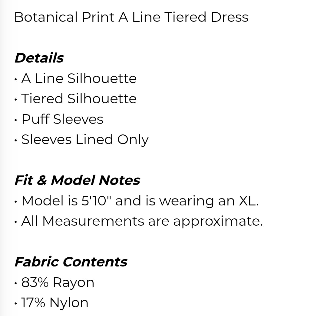 Botanical print A line Tiered dress