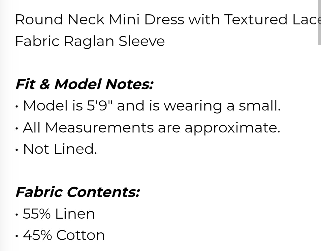 Round neck mini dress