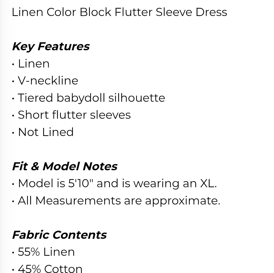 Linen color block sleeve dress