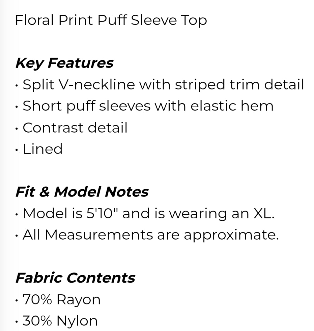Floral print puff sleeve top