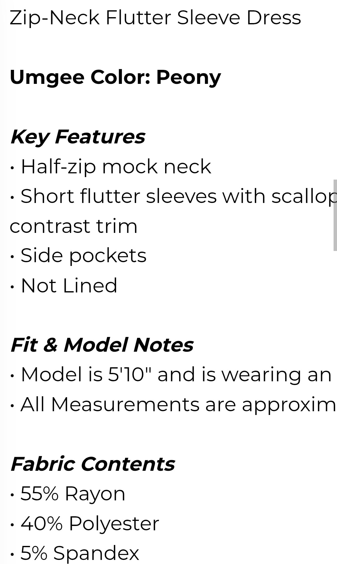 Zip-neck flutter sleeve dress