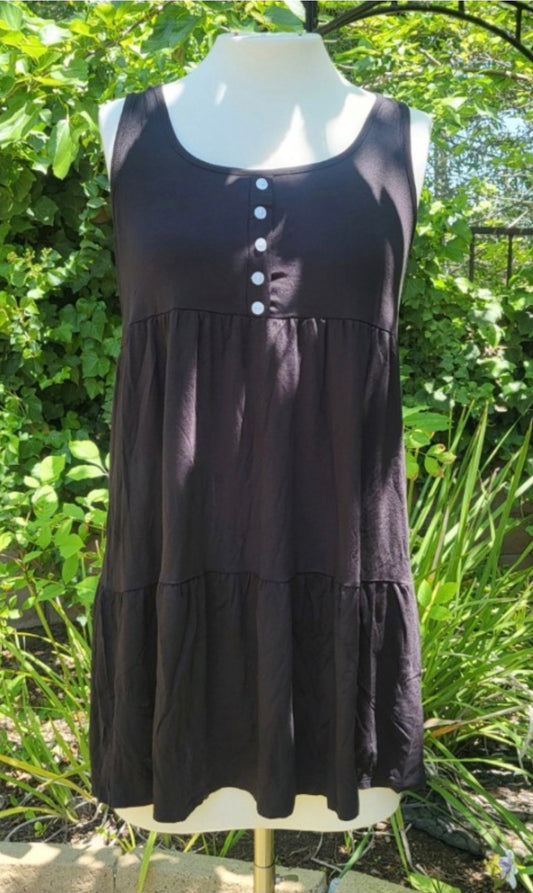 Womens black Tiered button down dress