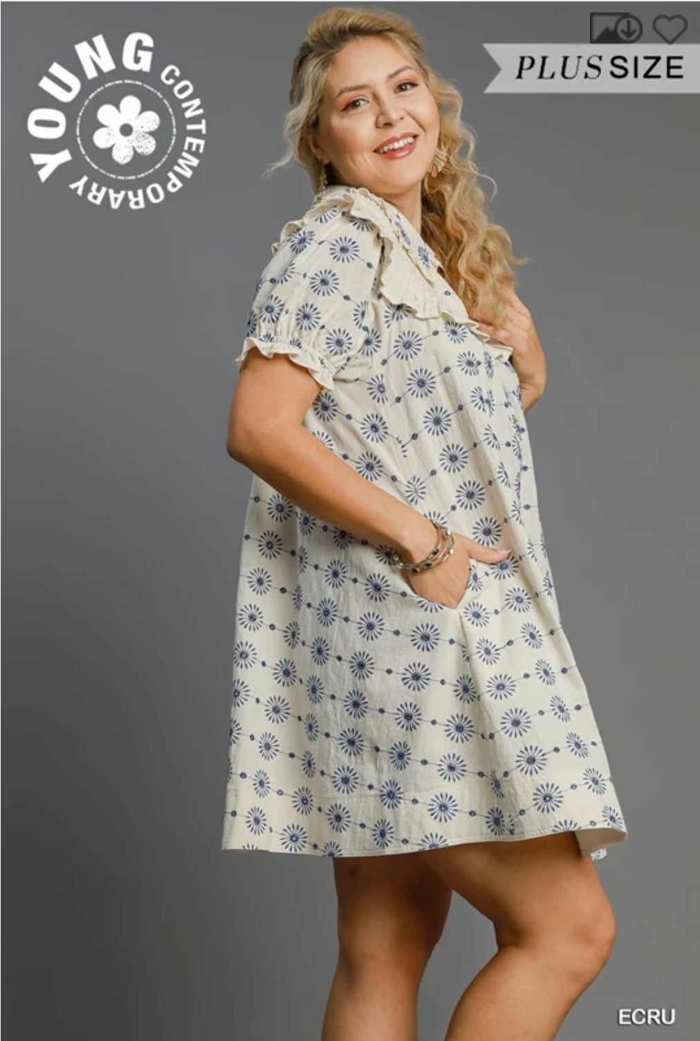 Vintage inspired ruffle collar mini dress
