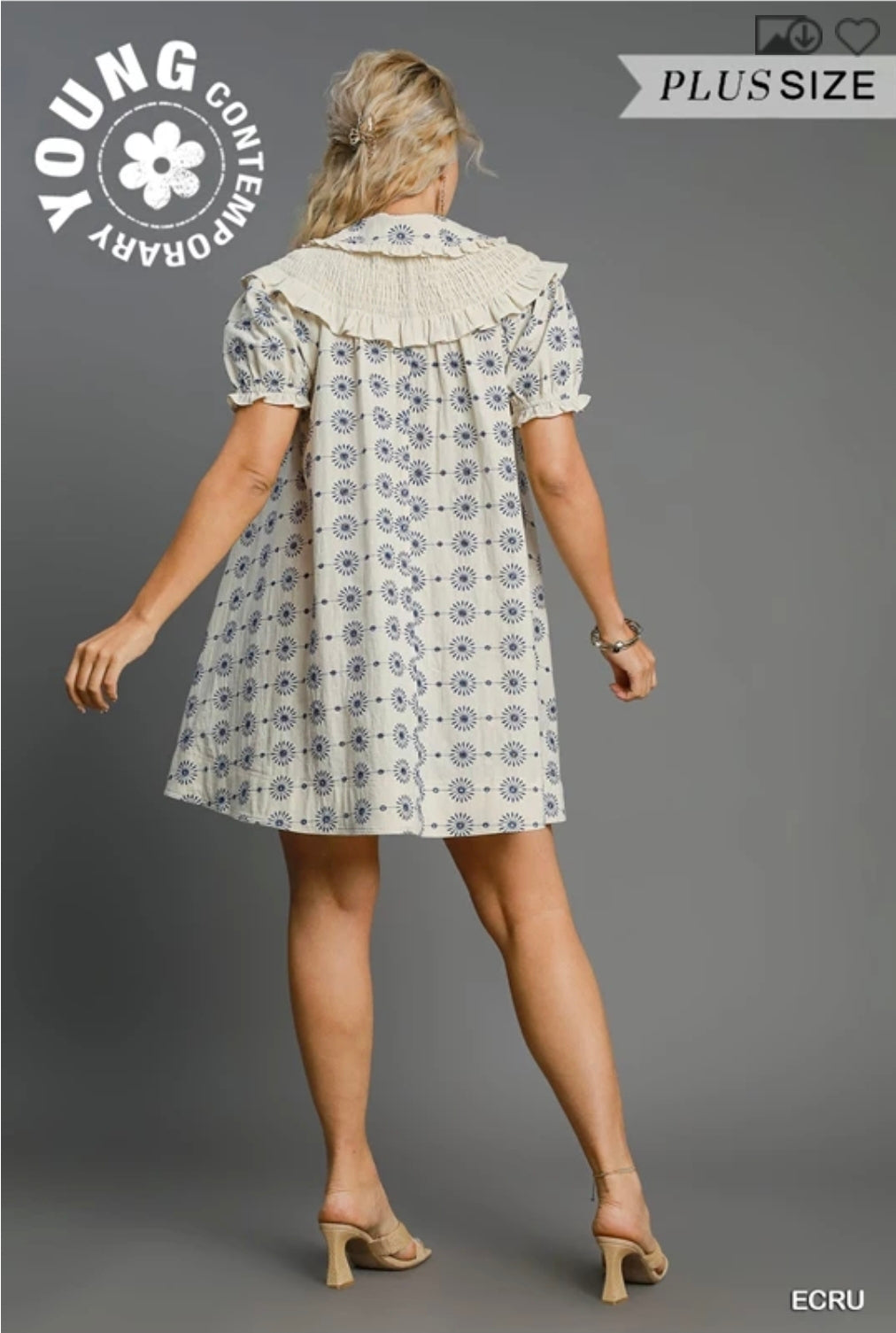 Vintage inspired ruffle collar mini dress