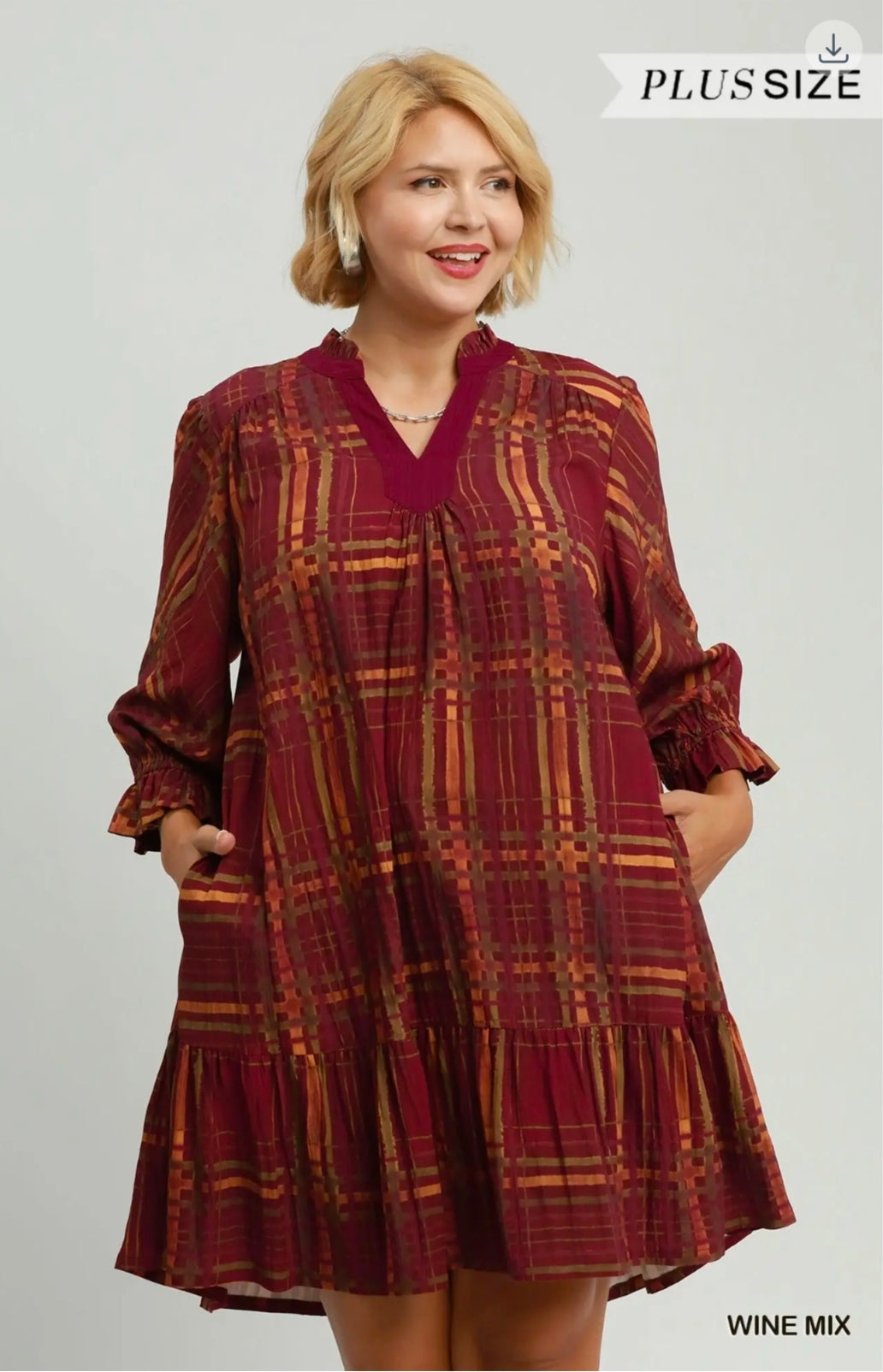 Mix plaid print babydoll dress