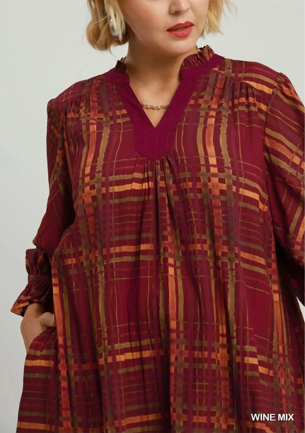 Mix plaid print babydoll dress