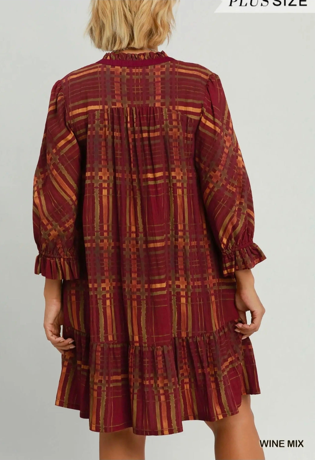 Mix plaid print babydoll dress