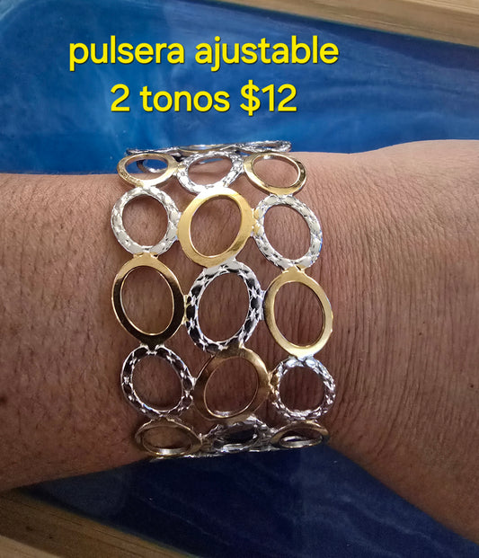 Two tone adjustable bracelet