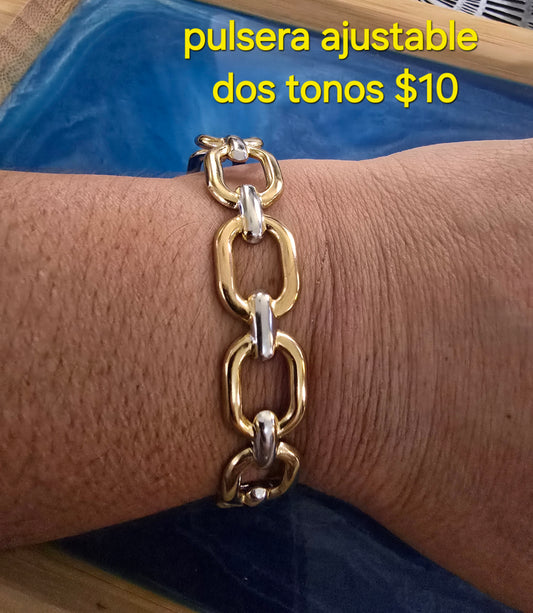 Two tone adjustable bracelet