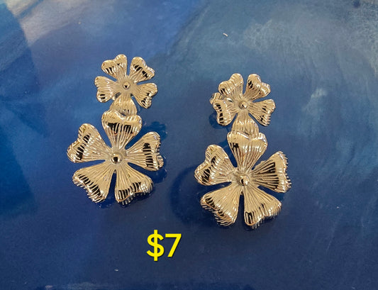 Silver flower earrings