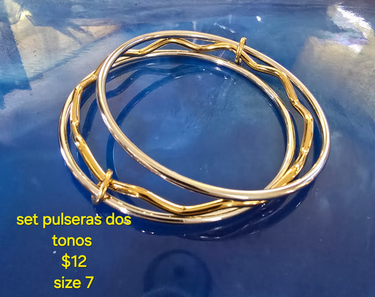 Set 3 bangles two tone