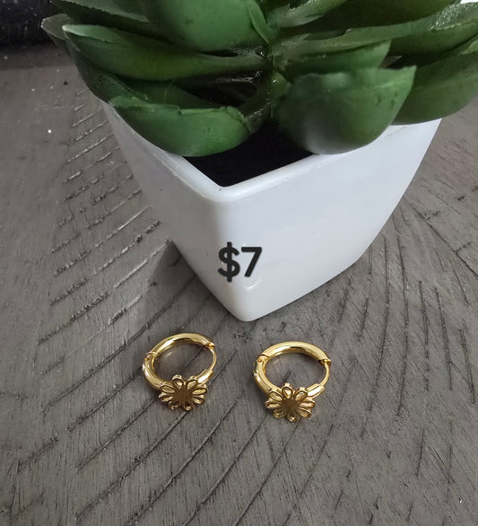 Gold flower earrings