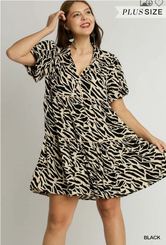 Two tone animal print dress