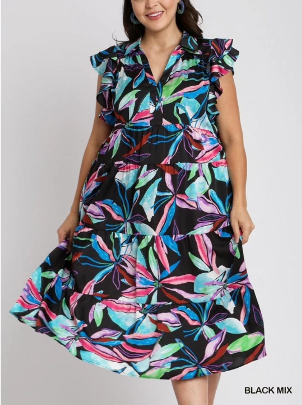 Leaf print midi dress