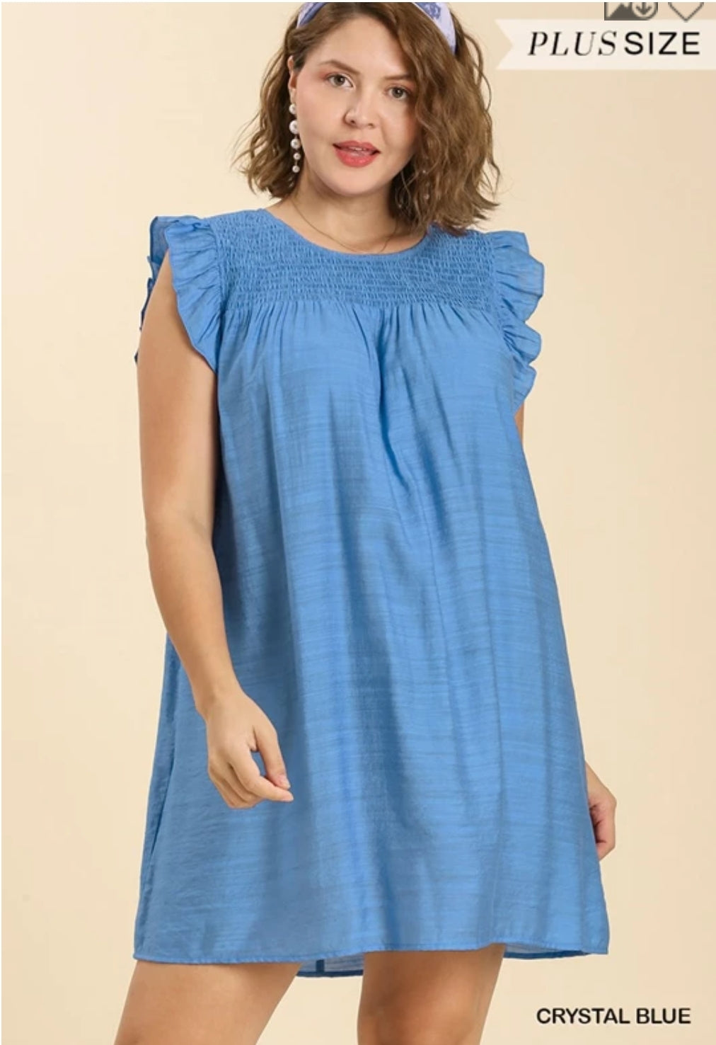 Smocked short ruffles sleeve  dress