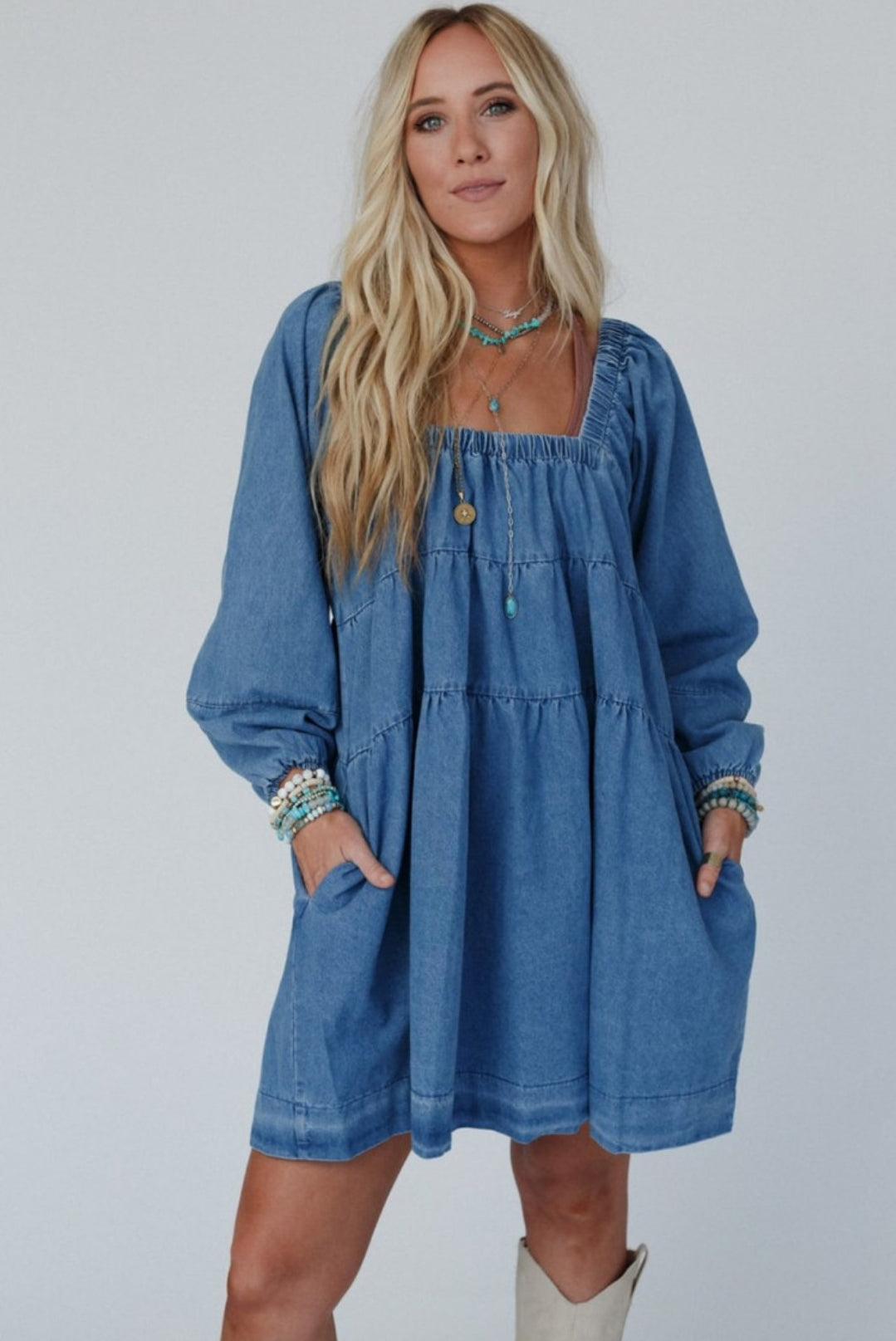 Denim mini dress