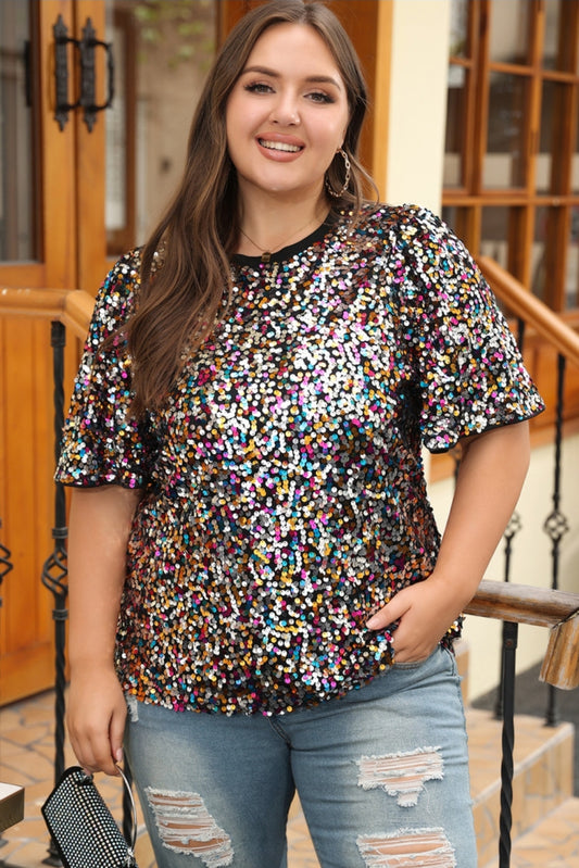 Plus size glitter top