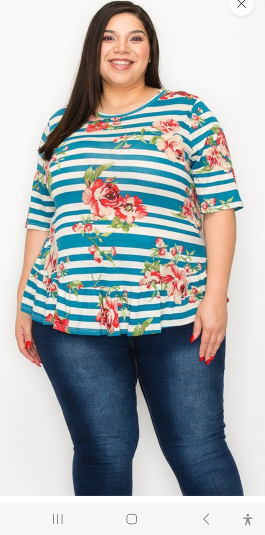 Plus size flower print tunic top