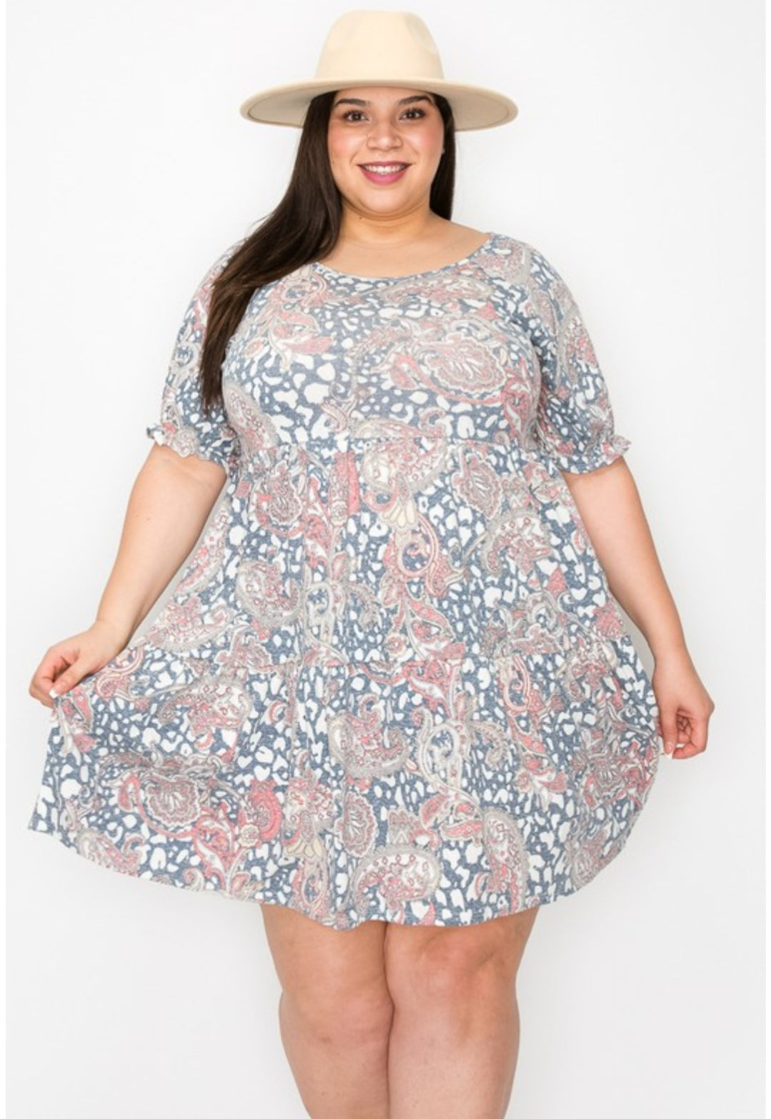 Plus size sleeves ruffle dress