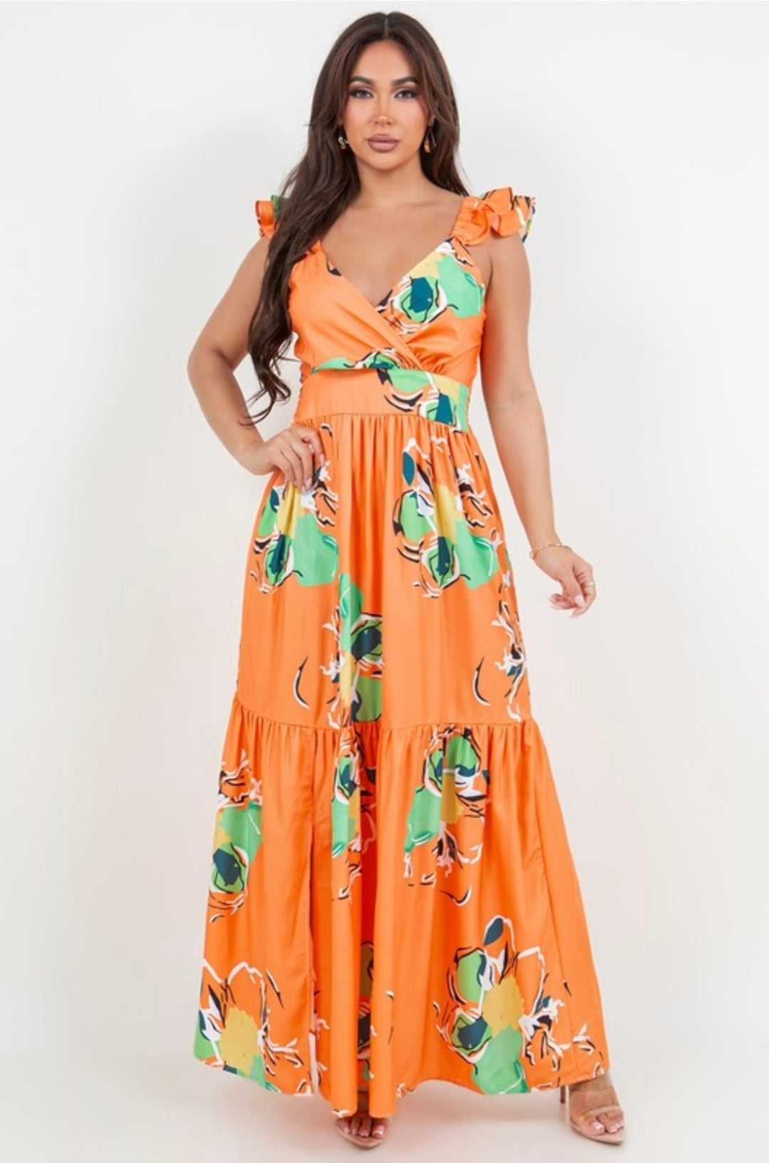 Sleeveless floral maxi dress