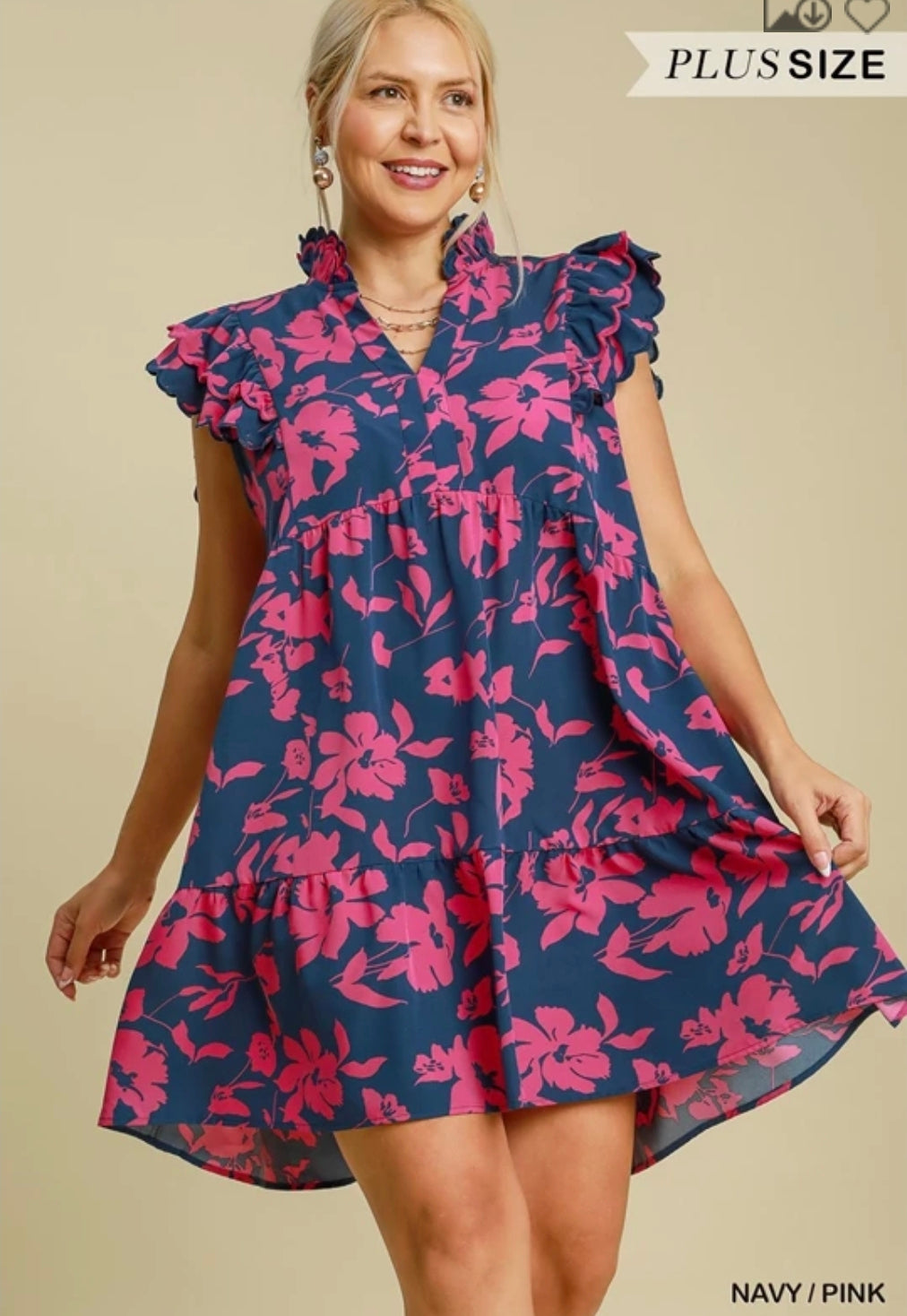 Two tone floral print dress