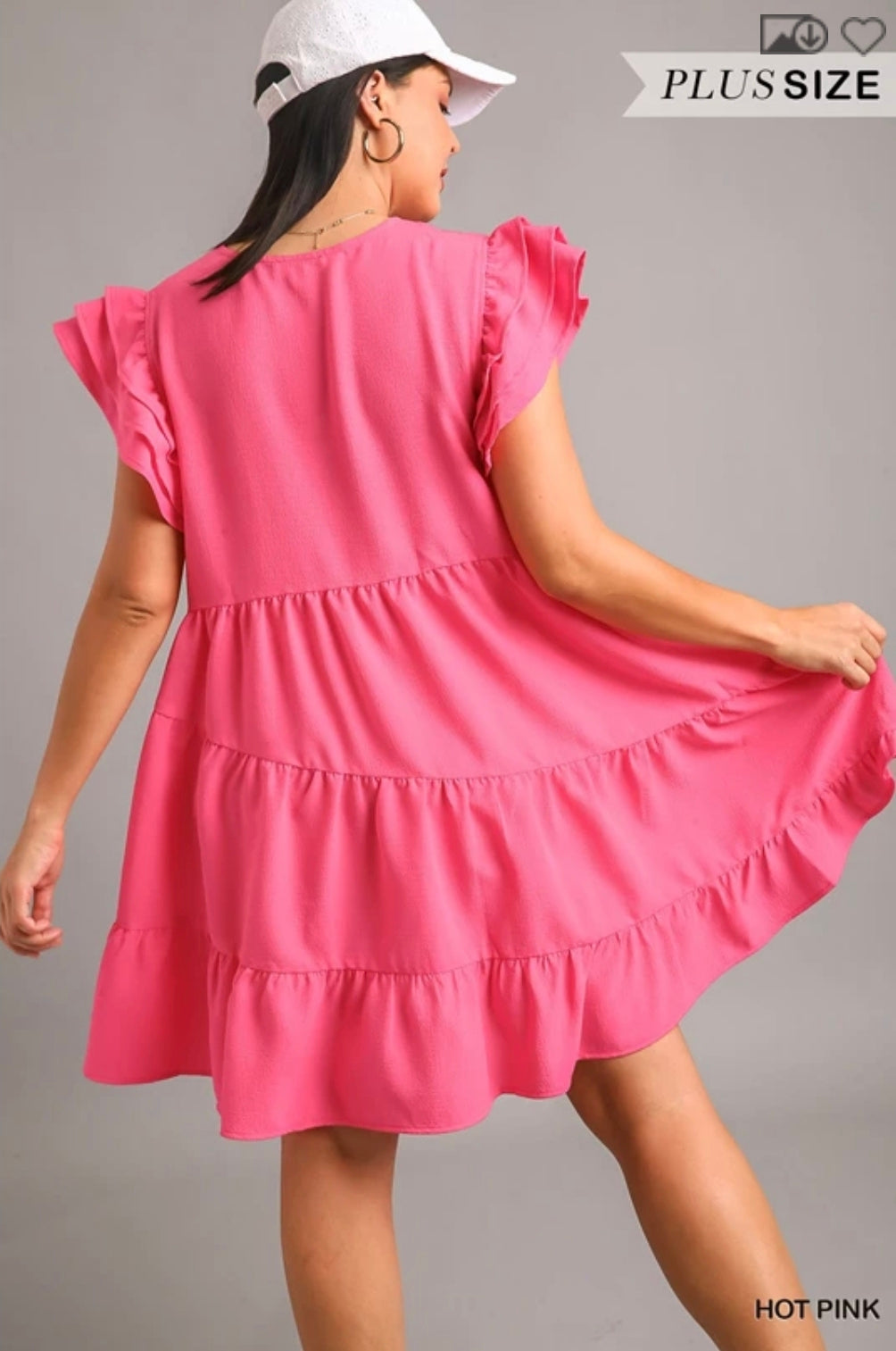 Texture fabric v neck dress with asymmetrical tiers