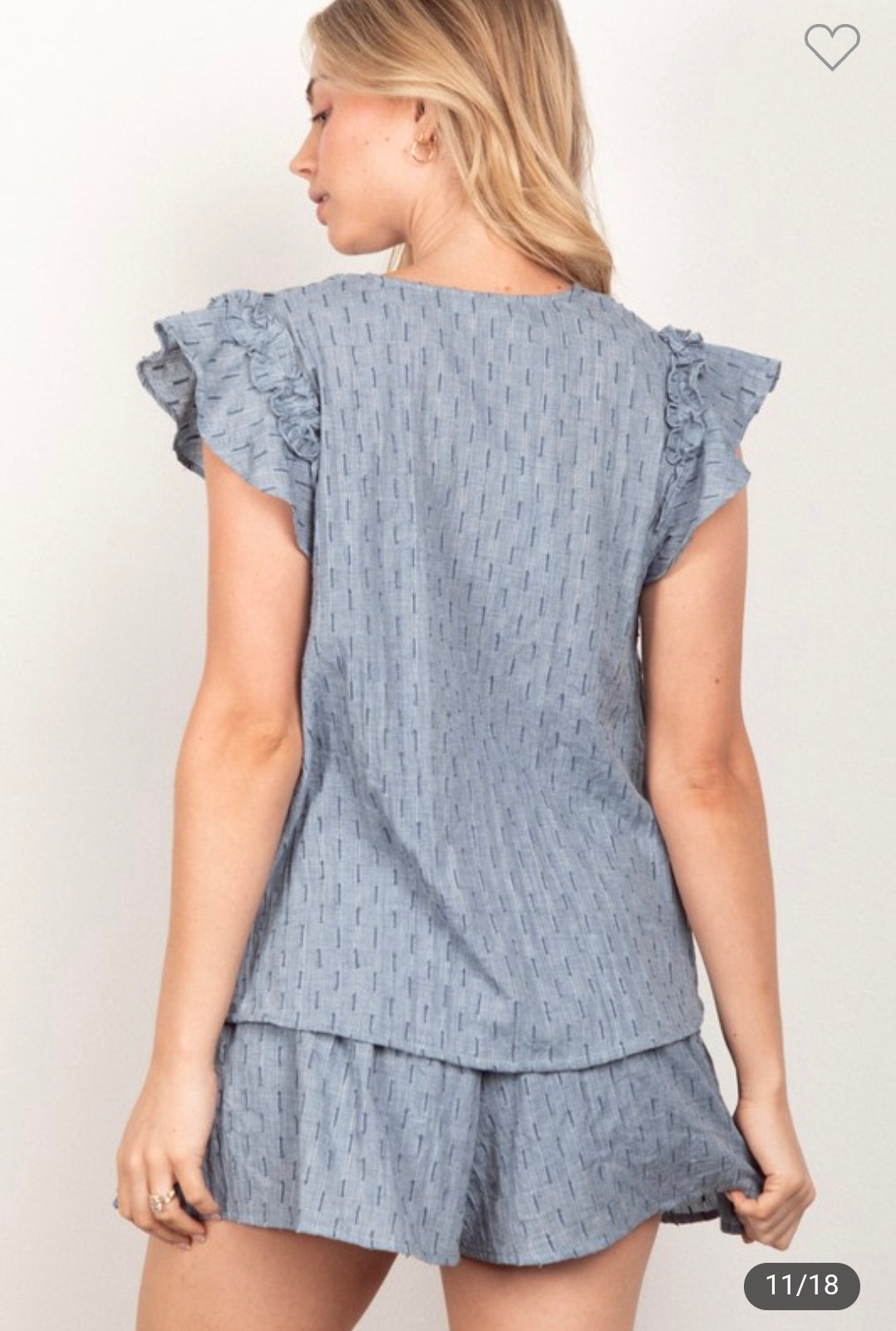 Solid cotton woven cute top & short set