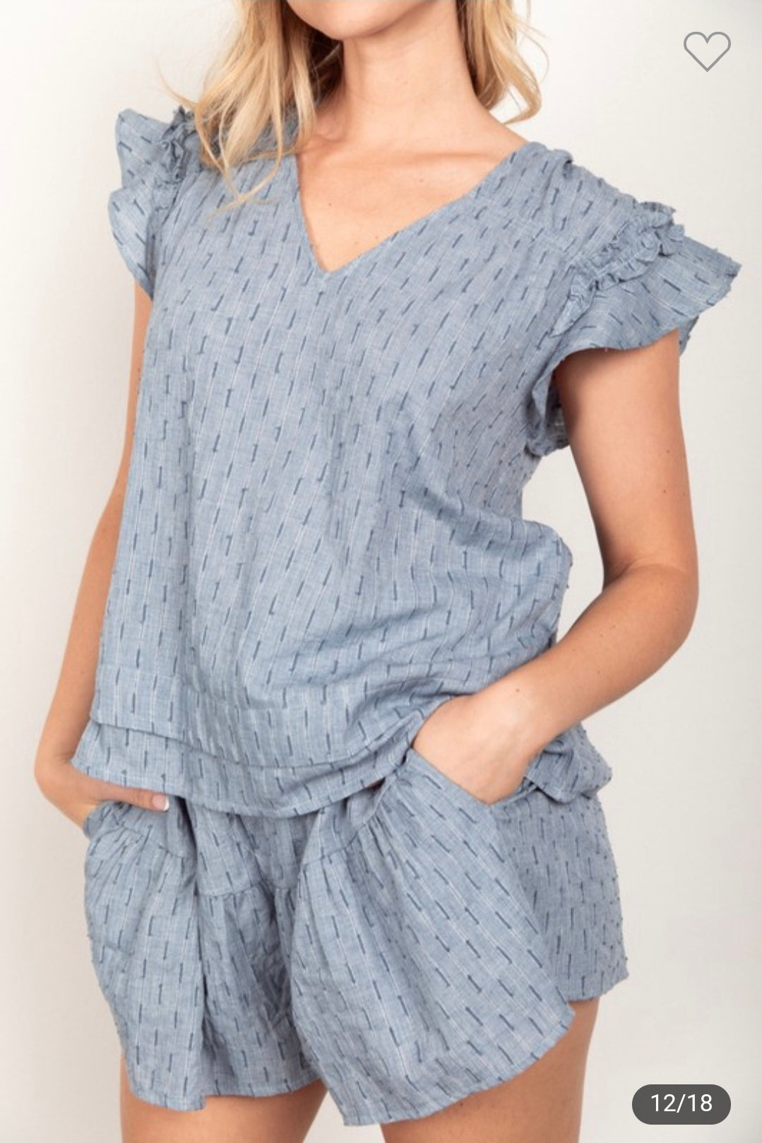 Solid cotton woven cute top & short set